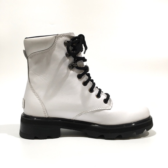 SOREL LENNOX LACE STKD WATERPROOF COMBAT BOOTS -WHITE LEATHER -WOMEN’S US 8 -NEW - Picture 3 of 7